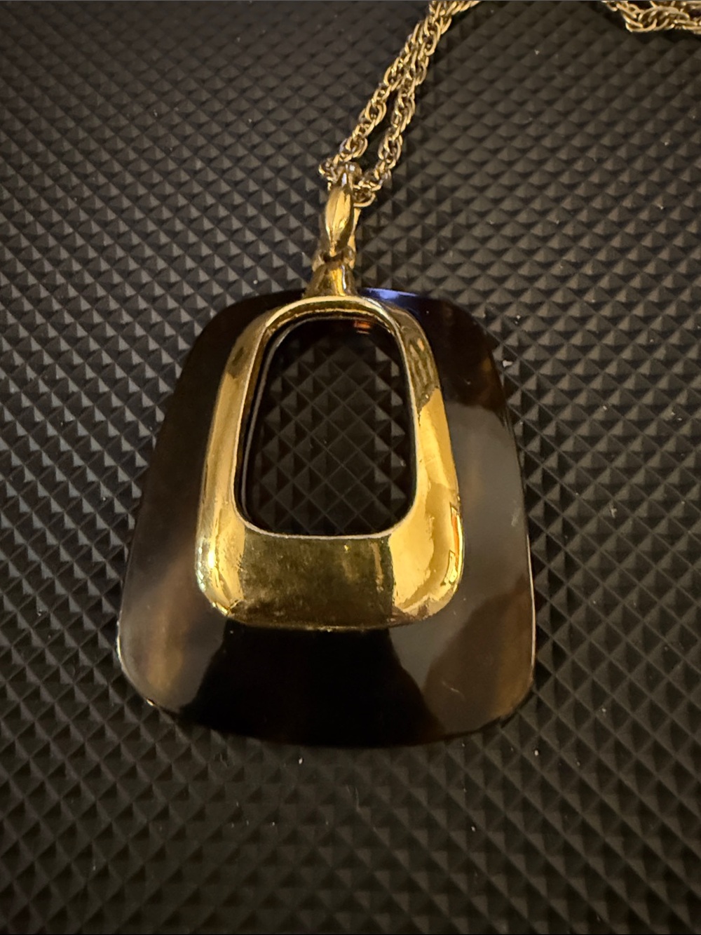 Gold and Black Modern Geometric Pendant Necklace - Women Jewelry
